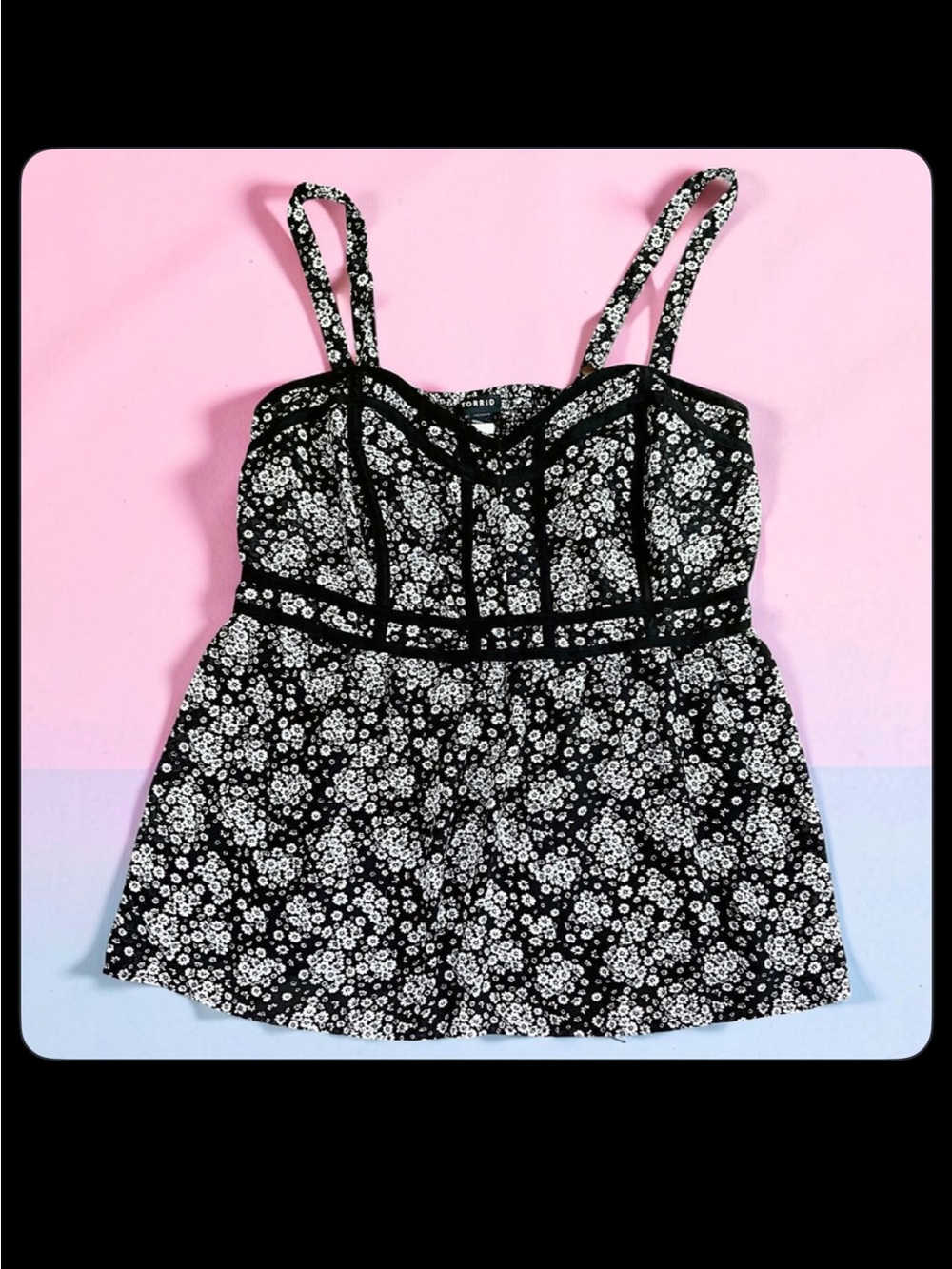 torrid Black Bustier Tank with White Daisy Print